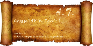 Argyelán Teofil névjegykártya